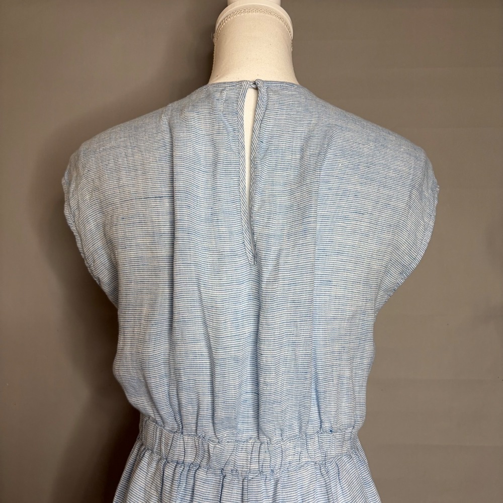 Mara Hoffman Swim Whitney Hemp Jumpsuit L Blue Stripe Wide Leg Beach Cover Up - Picture 6 of 11